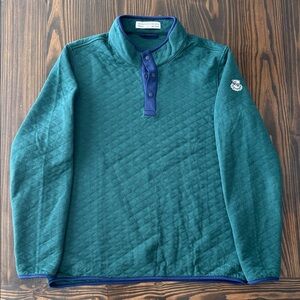 Holderness & Bourne Sullivan Quarter Snap Quilted Pullover Green Blue Mens Large